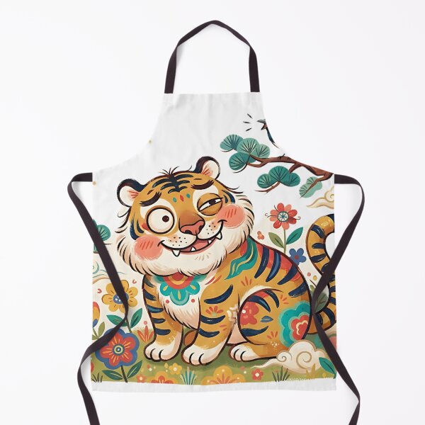 Item preview, Drunken Korean Tiger Folk Art | Funny Minhwa Tiger Wall Art designed and sold by K-Tradition.