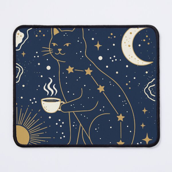 Item preview, "Spaced Out" Celestial Coffee Cat - Mystical Tarot Style Feline - Astrology & Caffeine Graphic designed and sold by BestChoiceService.