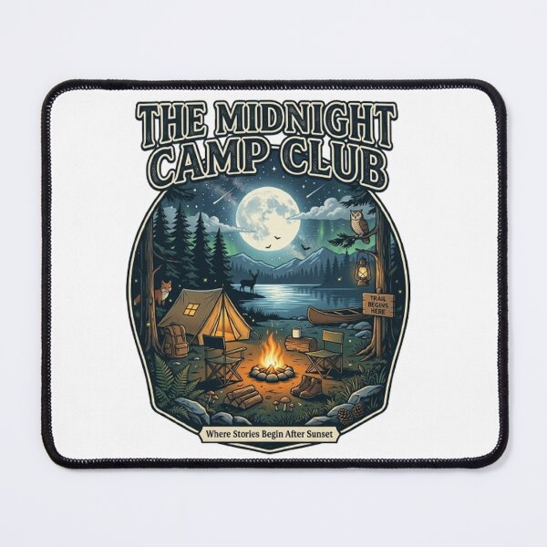 Item preview, The Midnight Camp Club Vintage Camping Night Adventure Retro Design designed and sold by CreativeNest Prints.