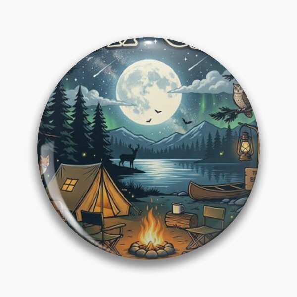 Item preview, The Midnight Camp Club Vintage Camping Night Adventure Retro Design designed and sold by CreativeNest Prints.