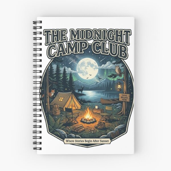 Item preview, The Midnight Camp Club Vintage Camping Night Adventure Retro Design designed and sold by CreativeNest Prints.