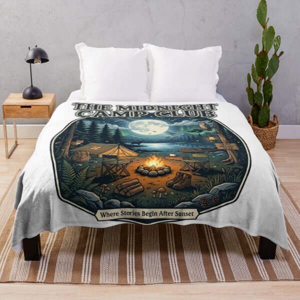 Item preview, The Midnight Camp Club Vintage Camping Night Adventure Retro Design designed and sold by CreativeNest Prints.