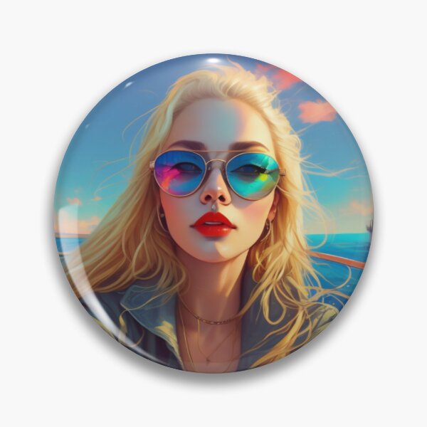 Item preview, Riviera Summer Selfie Blonde Woman Sunglasses Boat Art designed and sold by UmSkelig834.