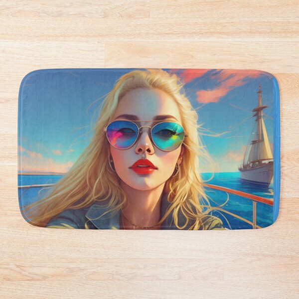 Item preview, Riviera Summer Selfie Blonde Woman Sunglasses Boat Art designed and sold by UmSkelig834.
