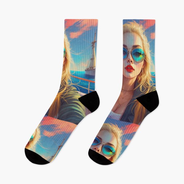 Item preview, Riviera Summer Selfie Blonde Woman Sunglasses Boat Art designed and sold by UmSkelig834.
