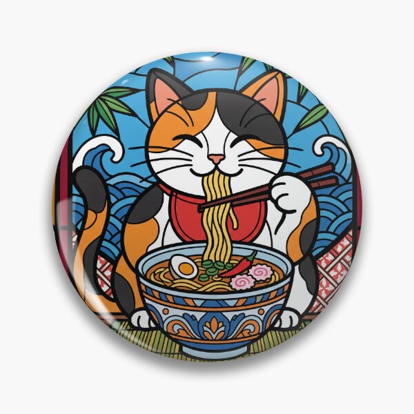 Item preview, Stained Glass Cat Ramen Window Art Aesthetic designed and sold by ryanguas.