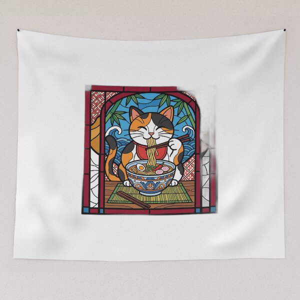 Item preview, Stained Glass Cat Ramen Window Art Aesthetic designed and sold by ryanguas.