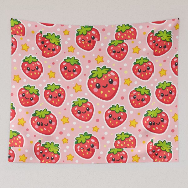 Item preview, Kawaii Cute aStrawberry Pattern | Summer Fruit Seamless Print designed and sold by Aramdesing.