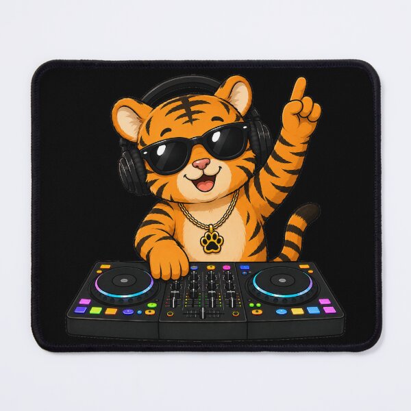 Item preview, DJ Tiger Cute Cartoon Tiger Playing Music Controller designed and sold by Seculinator.