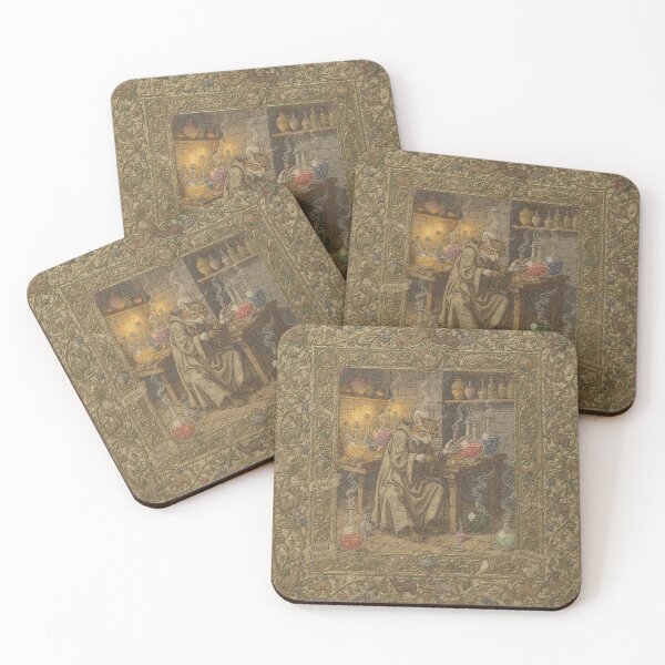 Item preview, Medieval Cat Alchemist With Bubbling Flasks designed and sold by PictorialWhimsy.
