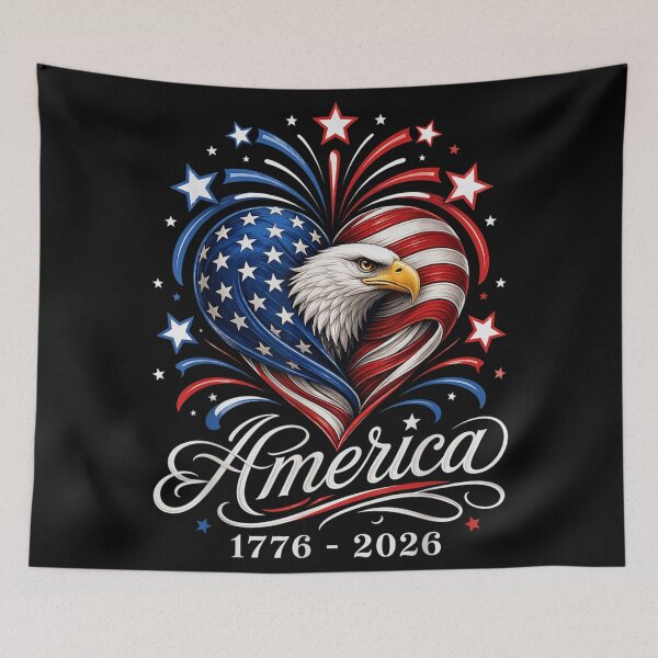 Item preview, America 1776 2026 Bald Eagle Heart Shaped Flag Fireworks Semiquincentennial designed and sold by Serene woods.