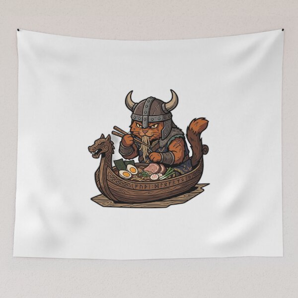 Item preview, Viking Cat Ramen Longboat Bowl Norse Mythology designed and sold by ryanguas.