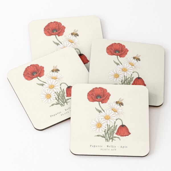 Item preview, Botanical Wildflowers Poppy and Daisy Illustration designed and sold by NuvoraNest.