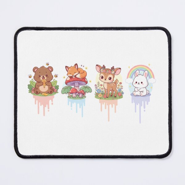 Item preview, Kawaii Woodland Animals Pastel Drip | Cute Bear Fox Deer Bunny Sticker Sheet Design designed and sold by QuirkyCloud Designs.