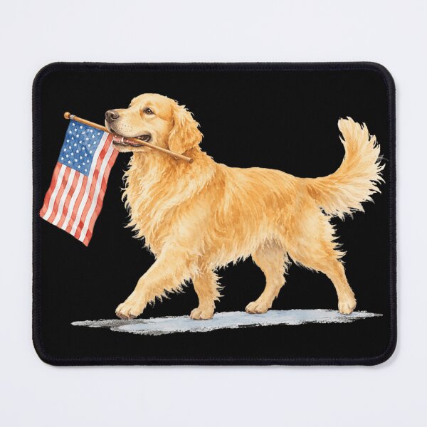 Item preview, Golden Retriever Dog Carrying American Flag Watercolor Patriotic Pet Lover Gift designed and sold by Serene woods.
