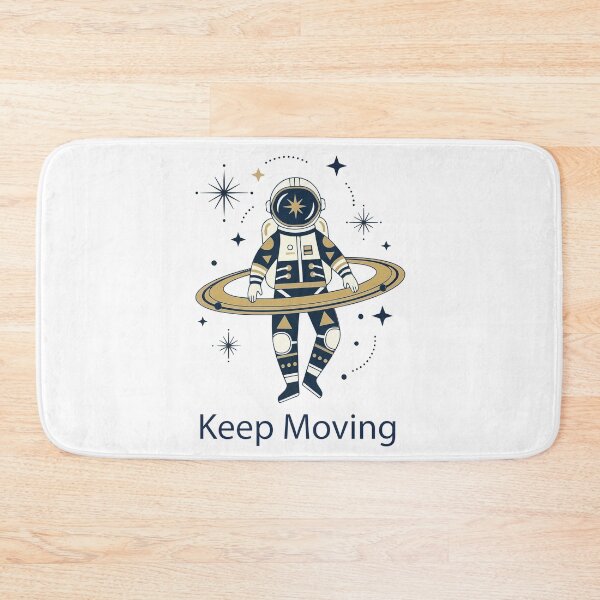 Item preview, "Keep Moving" Motivational Astronaut Graphic - Retro Space Explorer - Saturn Ring Aesthetic Art designed and sold by BestChoiceService.