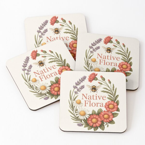 Item preview, Vintage Wildflowers and Bee Native Flora Cottagecore Art designed and sold by NuvoraNest.