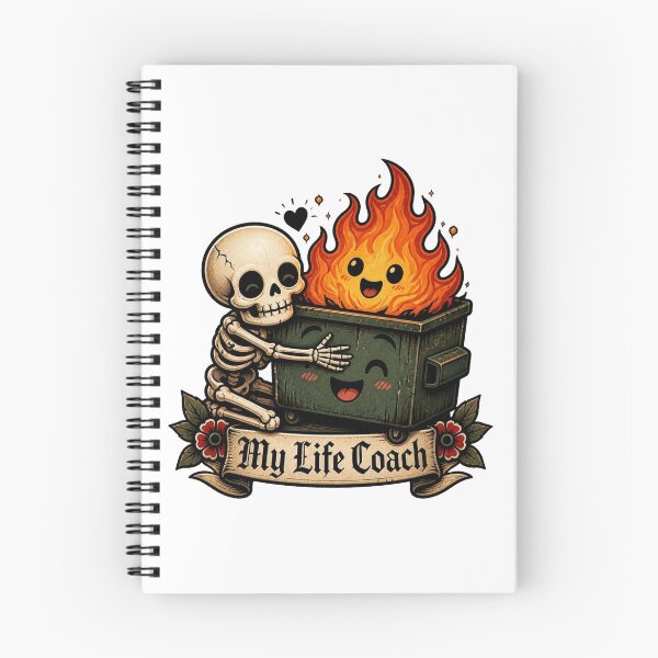 Item preview, My Life Coach Dumpster Fire Skeleton | Funny Dark Humor Skull Gothic Cute Meme designed and sold by Ecocrushstudio.