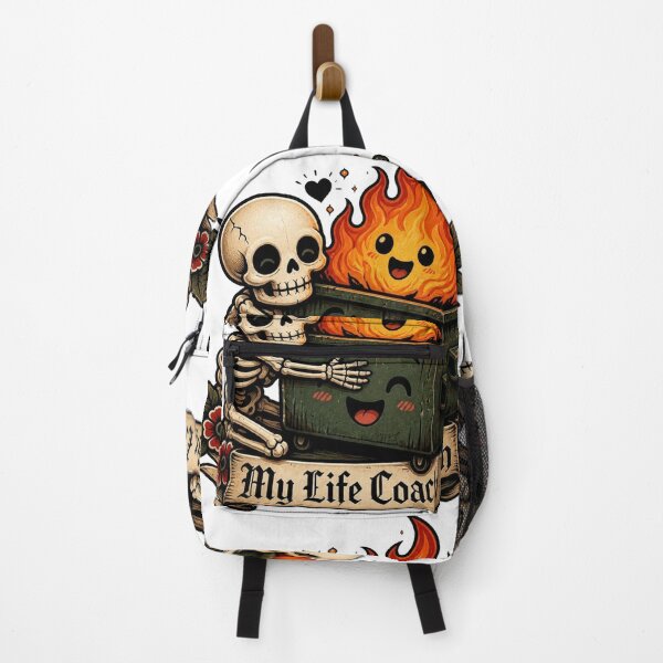 Item preview, My Life Coach Dumpster Fire Skeleton | Funny Dark Humor Skull Gothic Cute Meme designed and sold by Ecocrushstudio.