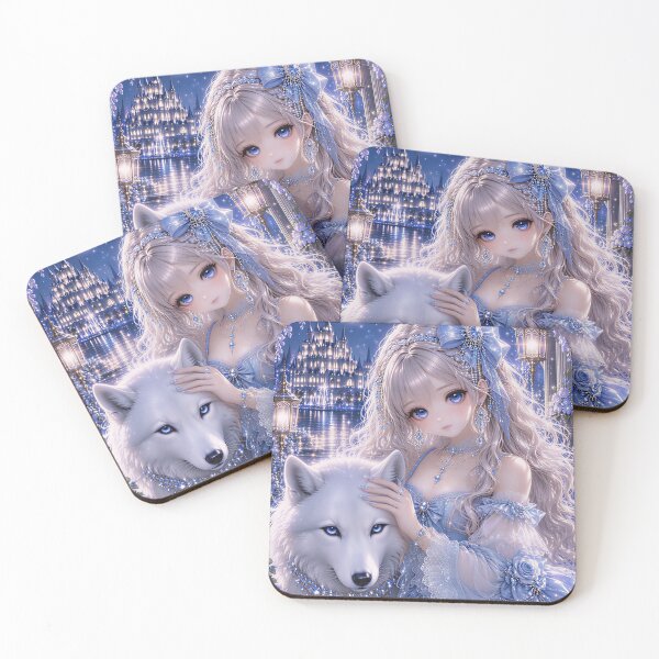Item preview, Dreamy Anime Girl with White Wolf designed and sold by PureVibeStudio.