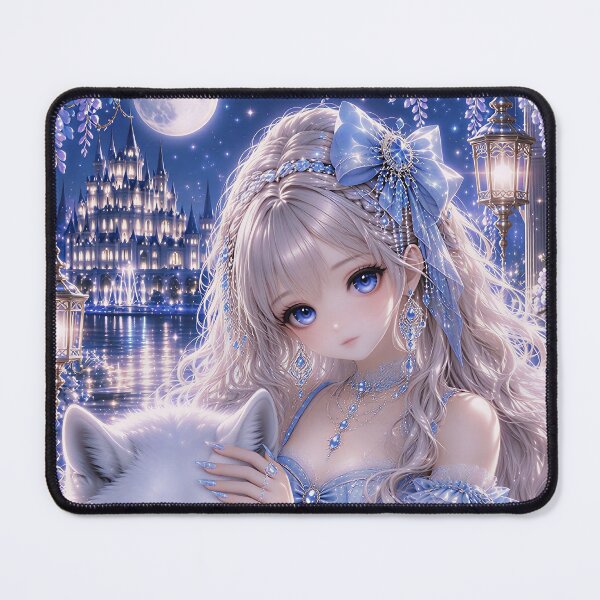 Item preview, Dreamy Anime Girl with White Wolf designed and sold by PureVibeStudio.