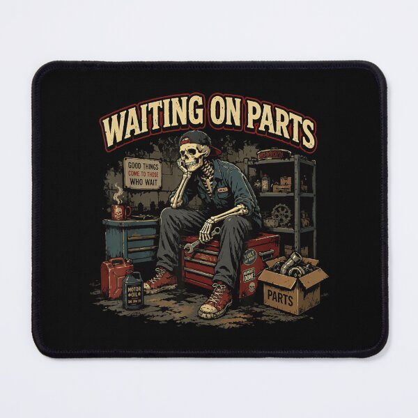 Item preview, Waiting On Parts Skeleton Mechanic Garage Tool Box Funny Work Humor designed and sold by Serene woods.