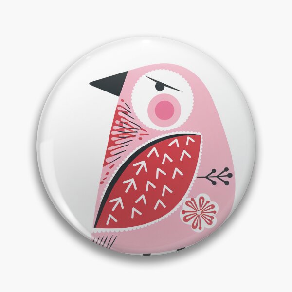 Item preview, Pink Folk Bird Art  | Scandinavian Whimsical Bird Illustration designed and sold by Filora Atelier | Bird Art.