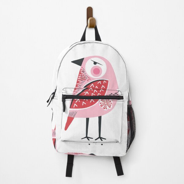 Item preview, Pink Folk Bird Art  | Scandinavian Whimsical Bird Illustration designed and sold by Filora Atelier | Bird Art.
