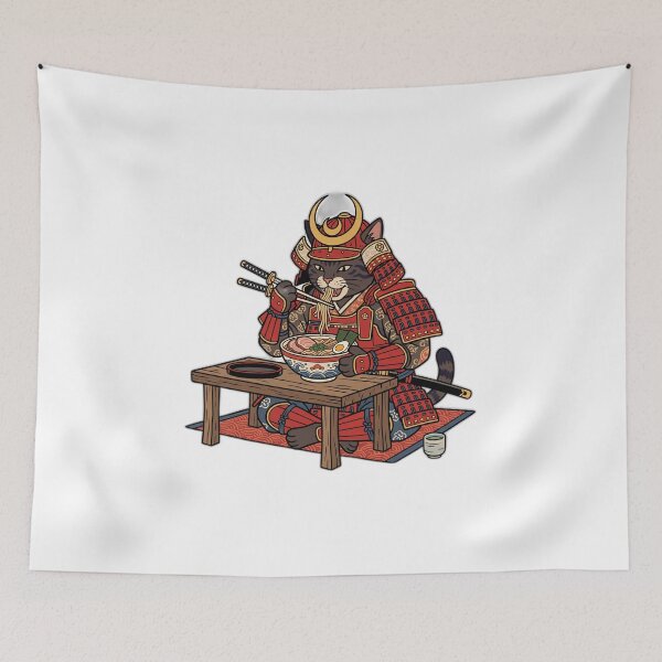 Item preview, Samurai Warrior Cat Katana Chopsticks Ramen designed and sold by ryanguas.