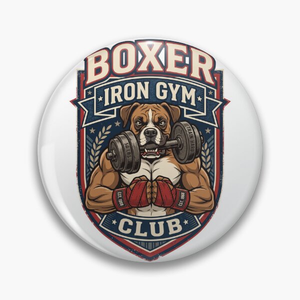 Item preview, Boxer Iron Gym Club Weightlifting Fitness Dog designed and sold by PictoVibe.