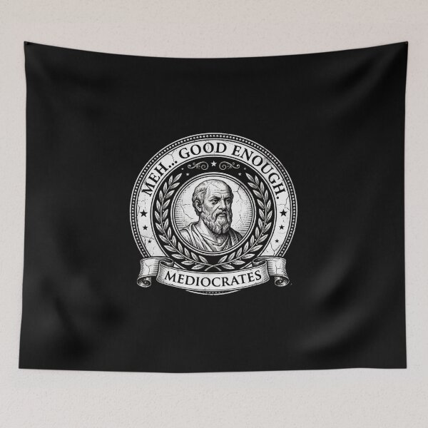 Item preview, Meh Good Enough Mediocrates Vintage Philosophy Crest designed and sold by LunaMagicStudio.
