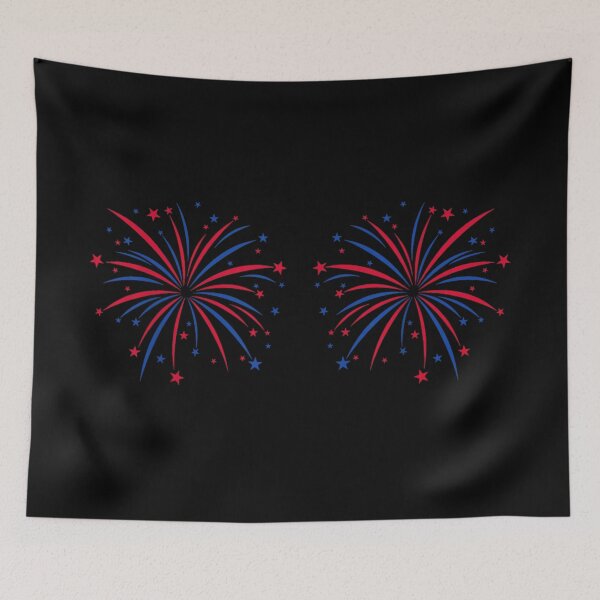 Item preview, Red White Blue Patriotic Firework Graphic Novelty Bra Festival Summer Outfit designed and sold by River Silva.