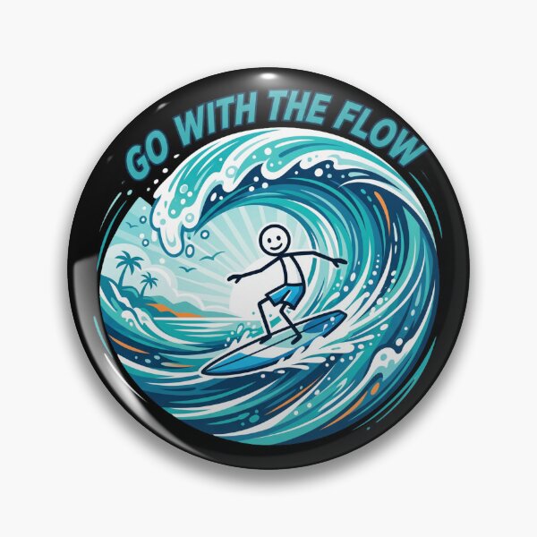Item preview, Go With The Flow Stickman Surfing T-Shirt | Minimal Surf Adventure Design designed and sold by Chroma Dreams .