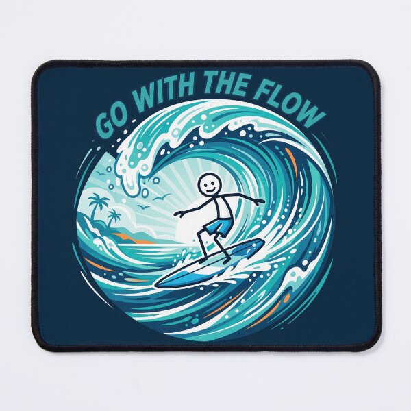 Item preview, Go With The Flow Stickman Surfing T-Shirt | Minimal Surf Adventure Design designed and sold by Chroma Dreams .