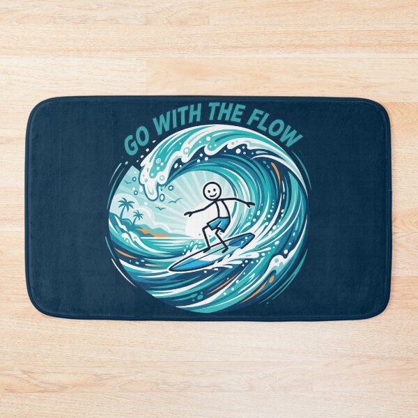 Item preview, Go With The Flow Stickman Surfing T-Shirt | Minimal Surf Adventure Design designed and sold by Chroma Dreams .