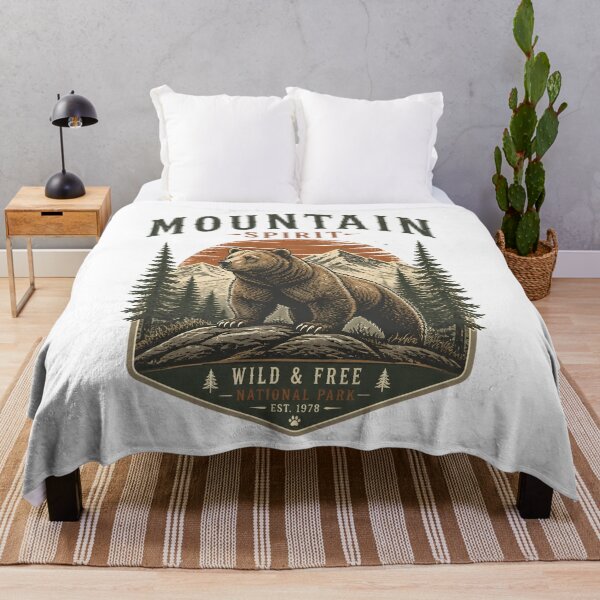 Item preview, Mountain Spirit Wild & Free Grizzly Bear National Park Vintage Retro Outdoor Design designed and sold by QuirkyCloud Designs.
