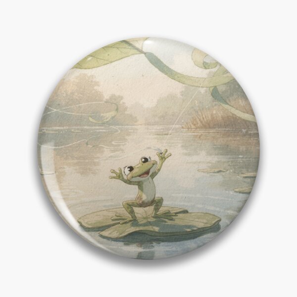 Item preview, Frog Kite-Flyer on a Breezy Pond Morning designed and sold by PictorialWhimsy.