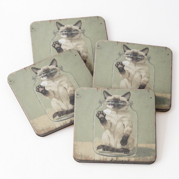 Item preview, Indignant Siamese Stuck in a Cookie Jar Folk Art designed and sold by PictorialWhimsy.