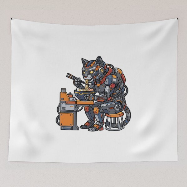 Artikelvorschau, Sci-Fi Mecha Robot Cyborg Cat Ramen Futuristic entworfen und verkauft von ryanguas.