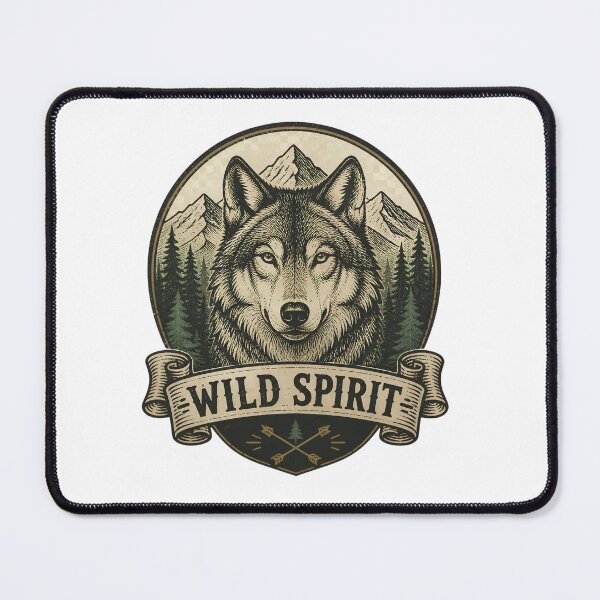 Item preview, Wild Spirit Wolf Vintage Badge | Retro Wolf Mountain Forest Nature Graphic Tee designed and sold by QuirkyCloud Designs.