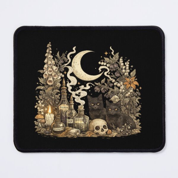 Item preview, Witchy Black Cats & Crescent Moon Shirt | Gothic Botanical Halloween | Dark Cottagecore | Vintage Witch Gift designed and sold by MrDev.
