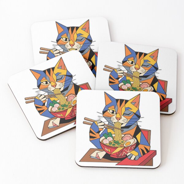Item preview, Abstract Cubism Picasso Style Cat Ramen Art designed and sold by ryanguas.
