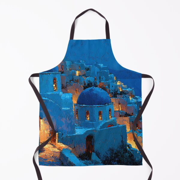 Item preview, Santorini Oia Blue Dome Village Night Moon Impressionist Art designed and sold by daila70.