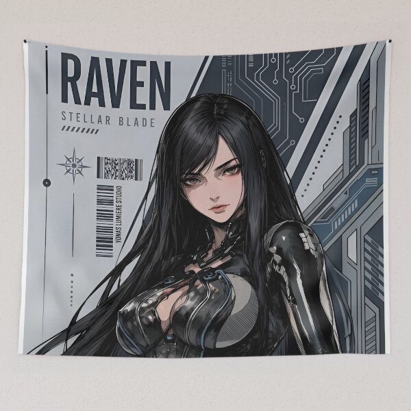 Item preview, Cybernetic Raven | Futuristic Android Girl | Dark Sci-Fi Anime Style Art designed and sold by Dyan4.