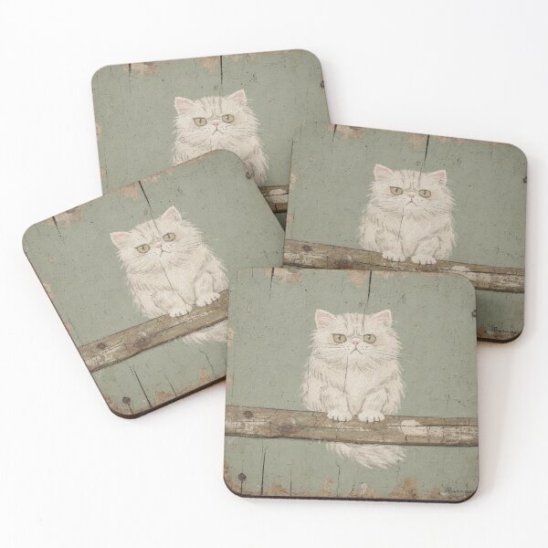 Item preview, Disgruntled Fluffy Persian Cat on a Beam Folk Art designed and sold by PictorialWhimsy.