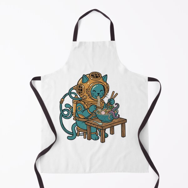 Item preview, Deep Sea Diver Cat Ramen Vintage Brass Helmet Ocean designed and sold by ryanguas.