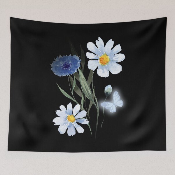 Item preview, Blue Flowers And A Butterfly. designed and sold by Dinasshop.