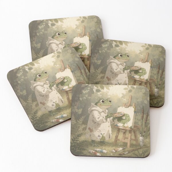 Item preview, Frog Painter at a Tiny Lily-Pad Easel designed and sold by PictorialWhimsy.