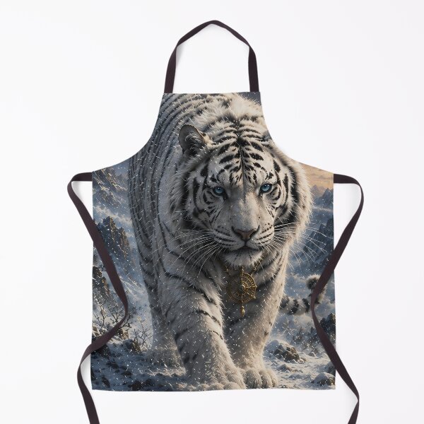 Item preview, Moon Guardian White Tiger | Fantasy Snow Mountain Tiger Artwork designed and sold by ManJiangHong.