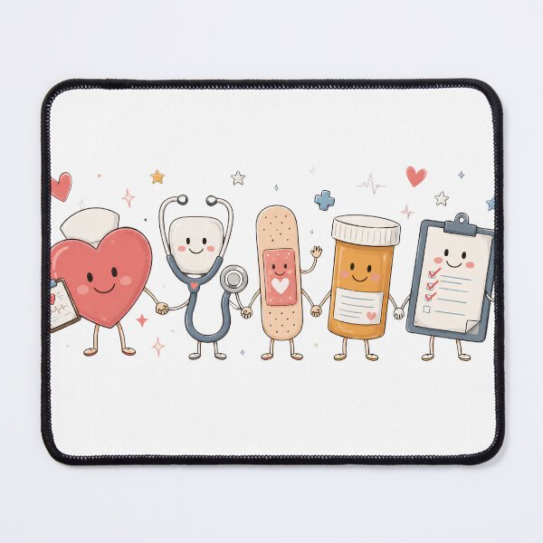 Item preview, Cute Nurse Characters Heart Stethoscope Bandage Medical designed and sold by VGAfanatic.